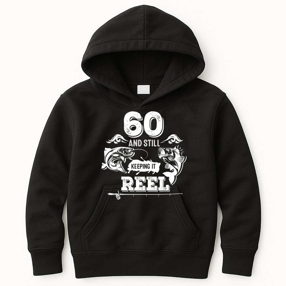 60 Years Old Fisherman Keeping It Reel 60th Birthday Fishing Cool Gift Kids Hoodie