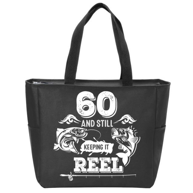 60 Years Old Fisherman Keeping It Reel 60th Birthday Fishing Cool Gift Zip Tote Bag