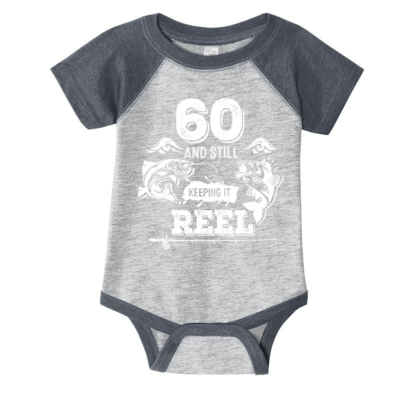 60 Years Old Fisherman Keeping It Reel 60th Birthday Fishing Cool Gift Infant Baby Jersey Bodysuit