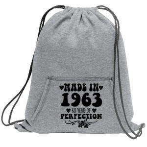 60 Year Old Made In 1963 Floral 60th Birthday Gifts Sweatshirt Cinch Pack Bag