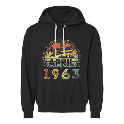 60 Year Old Awesome Since April 1963 60th Birthday Garment-Dyed Fleece Hoodie