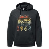 60 Year Old Awesome Since April 1963 60th Birthday Performance Fleece Hoodie