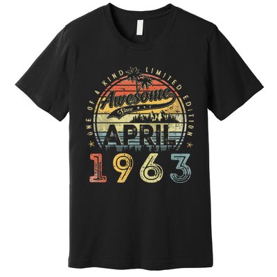 60 Year Old Awesome Since April 1963 60th Birthday Premium T-Shirt