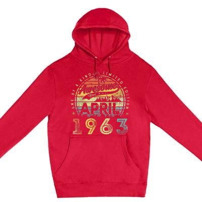 60 Year Old Awesome Since April 1963 60th Birthday Premium Pullover Hoodie