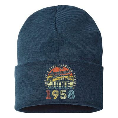 65 Year Old Awesome Since June 1958 65th Birthday (1) Sustainable Knit Beanie