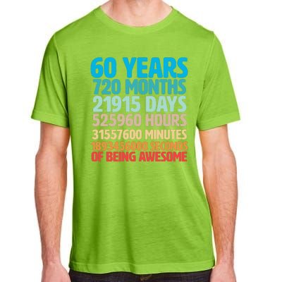 60 Years Of Being Awesome 60th Birthday Time Breakdown Adult ChromaSoft Performance T-Shirt