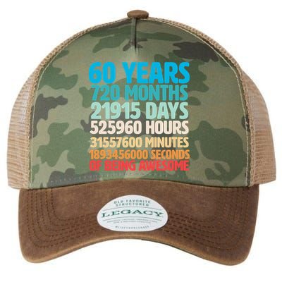60 Years Of Being Awesome 60th Birthday Time Breakdown Legacy Tie Dye Trucker Hat