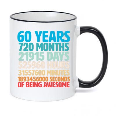 60 Years Of Being Awesome 60th Birthday Time Breakdown 11oz Black Color Changing Mug