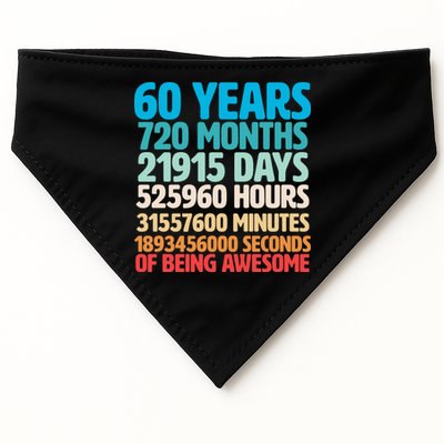 60 Years Of Being Awesome 60th Birthday Time Breakdown USA-Made Doggie Bandana