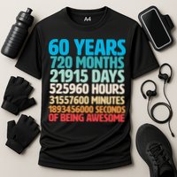 60 Years Of Being Awesome 60th Birthday Time Breakdown Cooling Performance Crew T-Shirt