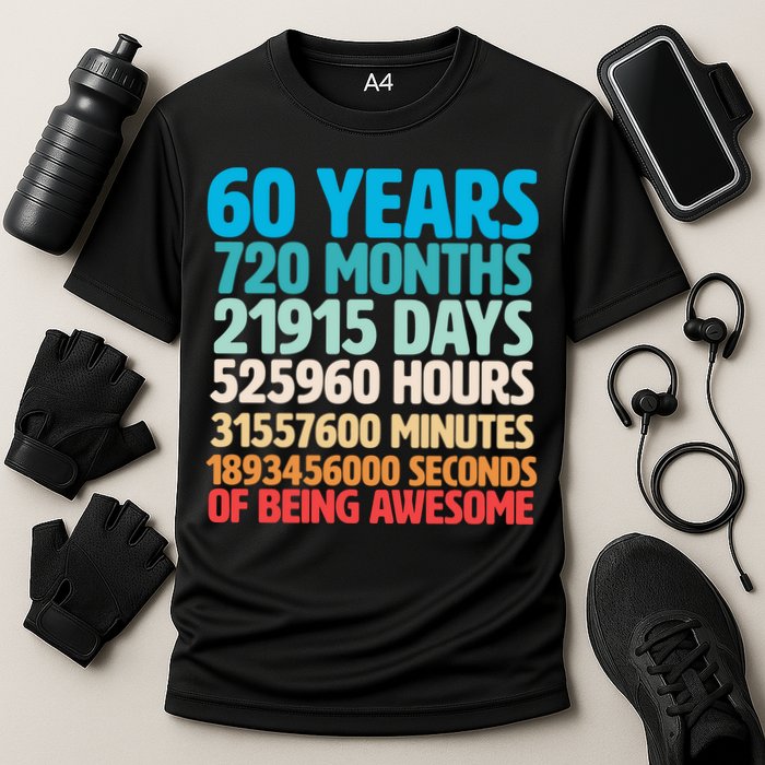 60 Years Of Being Awesome 60th Birthday Time Breakdown Cooling Performance Crew T-Shirt