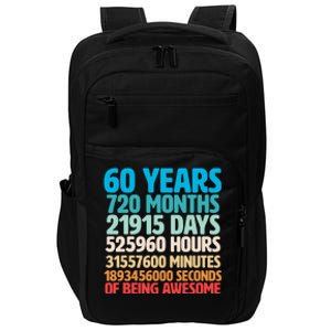 60 Years Of Being Awesome 60th Birthday Time Breakdown Impact Tech Backpack