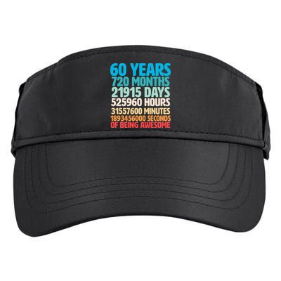 60 Years Of Being Awesome 60th Birthday Time Breakdown Adult Drive Performance Visor