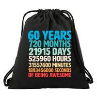 60 Years Of Being Awesome 60th Birthday Time Breakdown Drawstring Bag