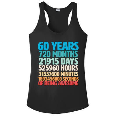 60 Years Of Being Awesome 60th Birthday Time Breakdown Ladies PosiCharge Competitor Racerback Tank