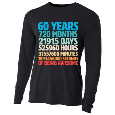 60 Years Of Being Awesome 60th Birthday Time Breakdown Cooling Performance Long Sleeve Crew