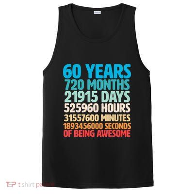 60 Years Of Being Awesome 60th Birthday Time Breakdown PosiCharge Competitor Tank