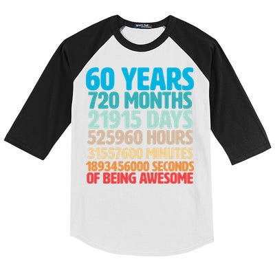 60 Years Of Being Awesome 60th Birthday Time Breakdown Kids Colorblock Raglan Jersey