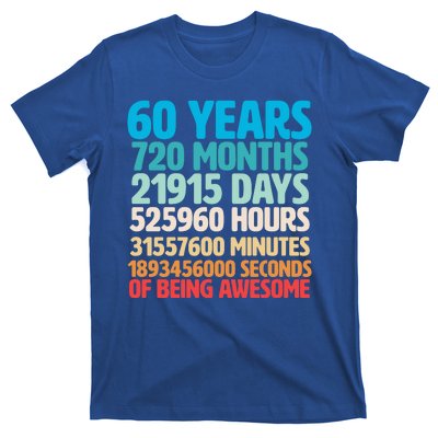 60 Years Of Being Awesome 60th Birthday Time Breakdown T-Shirt