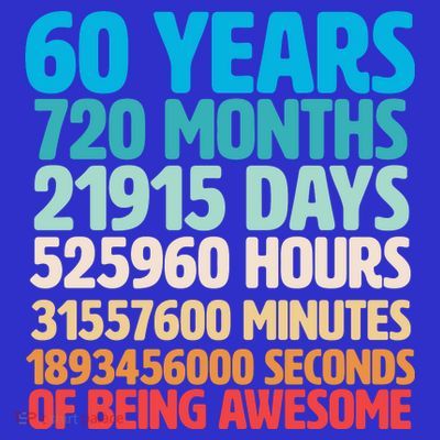 60 Years Of Being Awesome 60th Birthday Time Breakdown T-Shirt