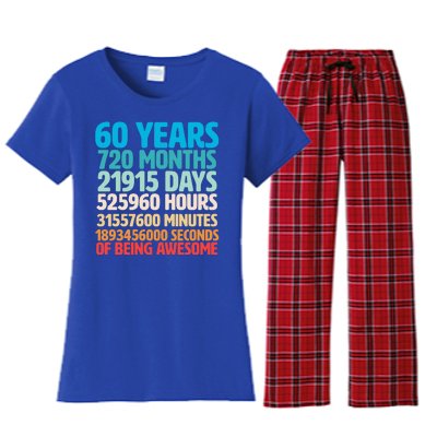 60 Years Of Being Awesome 60th Birthday Time Breakdown Women's Flannel Pajama Set