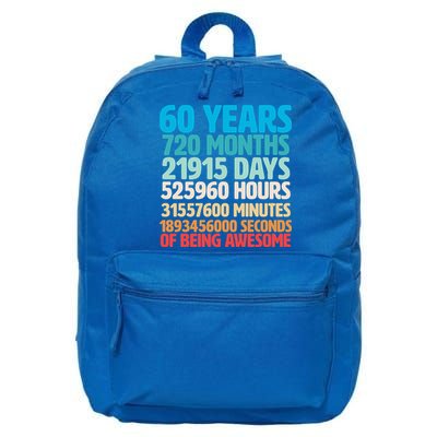 60 Years Of Being Awesome 60th Birthday Time Breakdown 16 in Basic Backpack