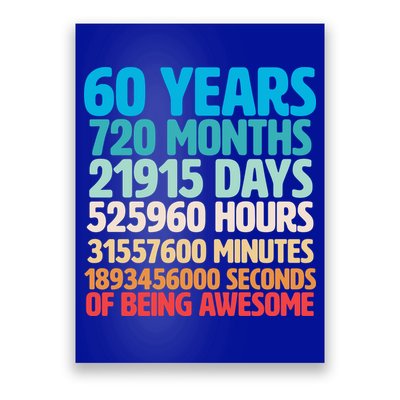 60 Years Of Being Awesome 60th Birthday Time Breakdown Poster