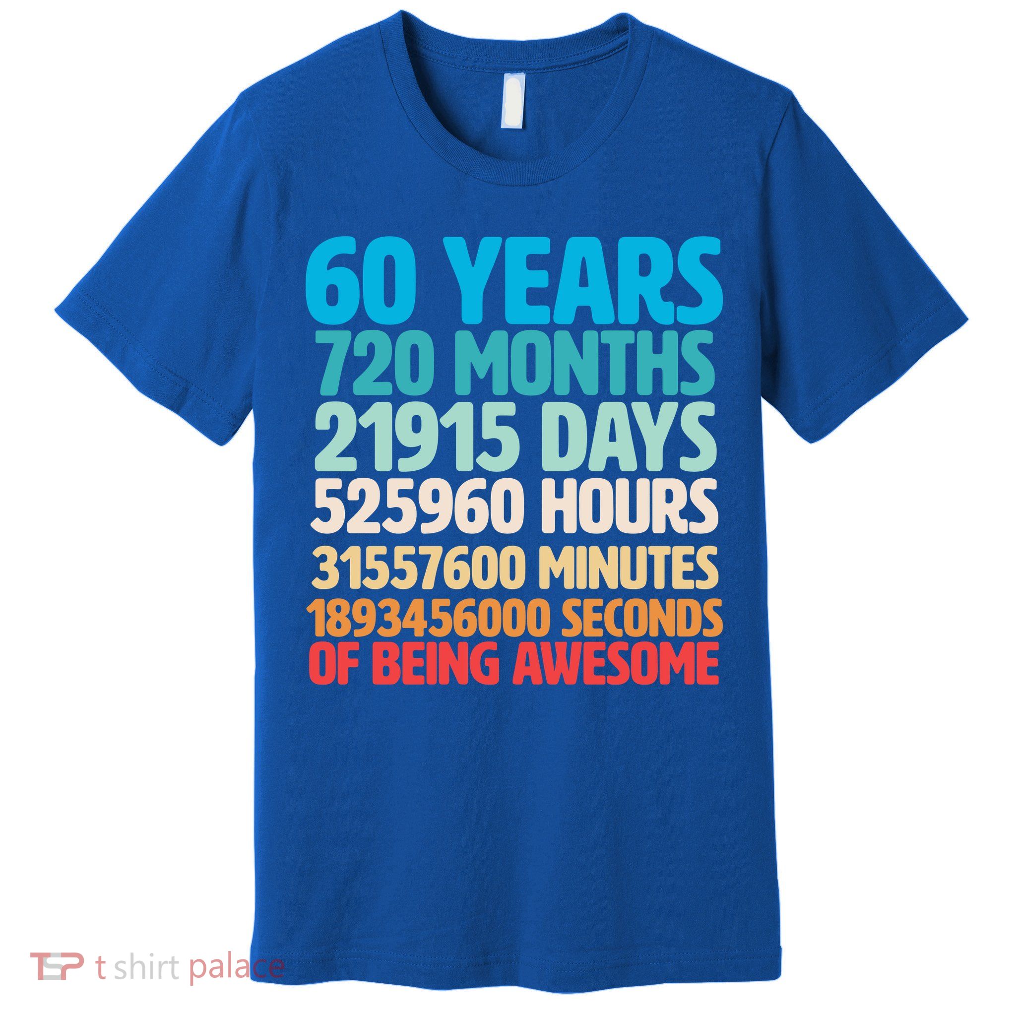 60 Years Of Being Awesome 60th Birthday Time Breakdown Premium T-Shirt