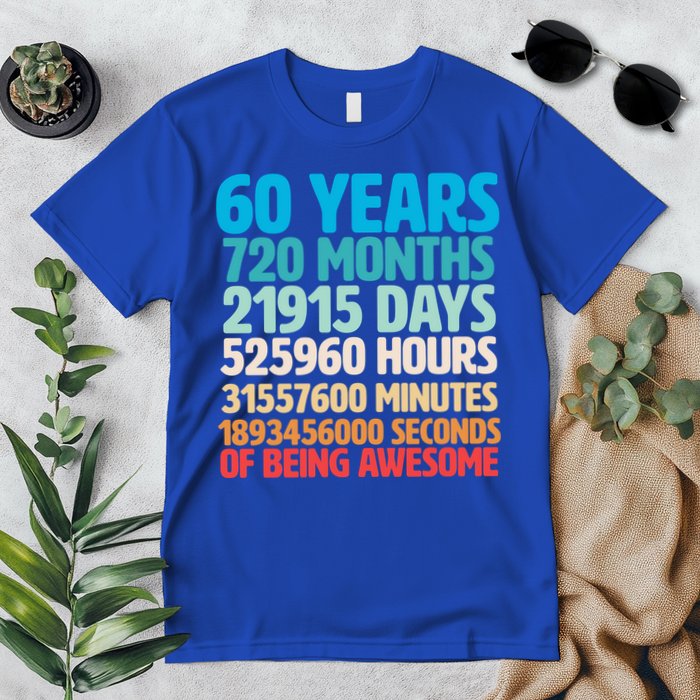 60 Years Of Being Awesome 60th Birthday Time Breakdown Premium T-Shirt