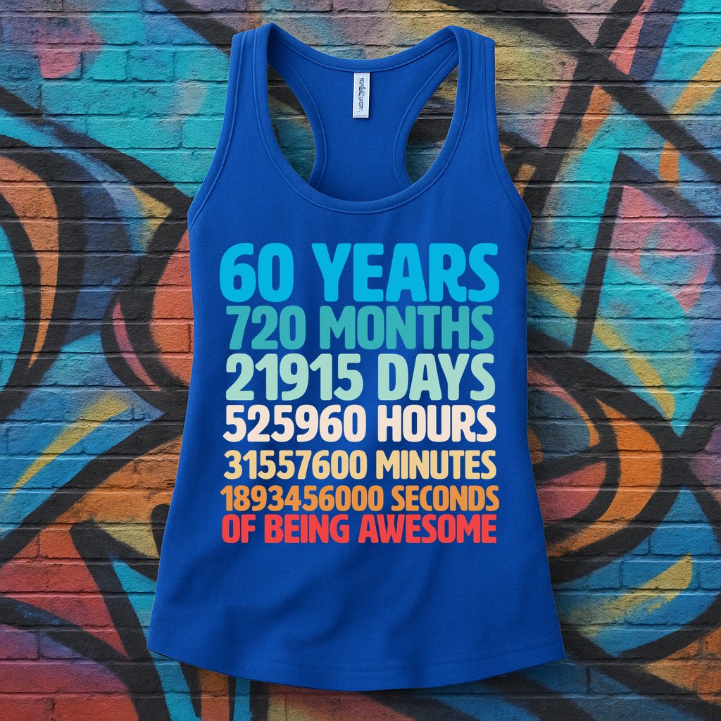 60 Years Of Being Awesome 60th Birthday Time Breakdown Womens Tank Top