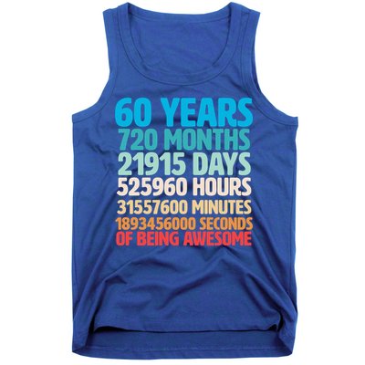 60 Years Of Being Awesome 60th Birthday Time Breakdown Tank Top