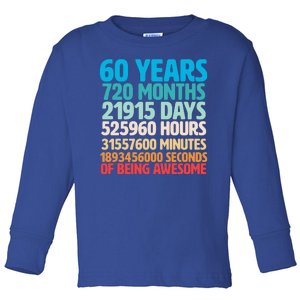 60 Years Of Being Awesome 60th Birthday Time Breakdown Toddler Long Sleeve Shirt