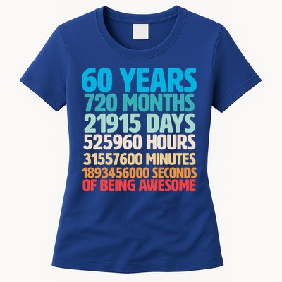 60 Years Of Being Awesome 60th Birthday Time Breakdown Womens T-Shirt