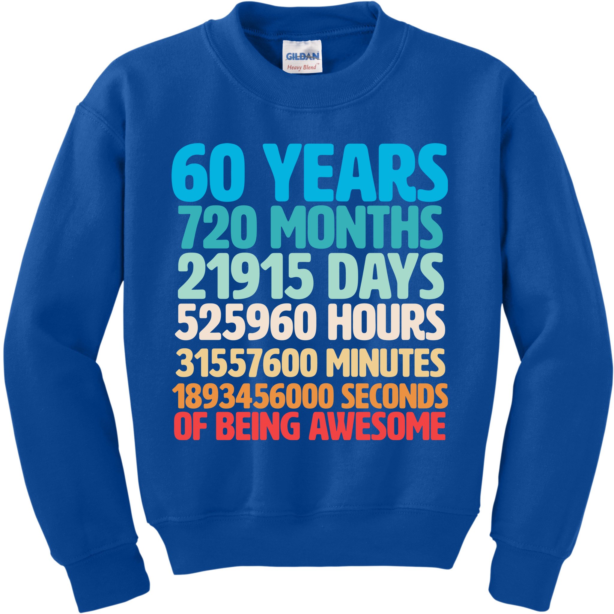 60 Years Of Being Awesome 60th Birthday Time Breakdown Kids Sweatshirt