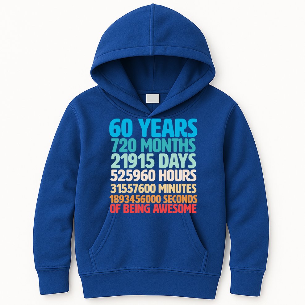 60 Years Of Being Awesome 60th Birthday Time Breakdown Kids Hoodie