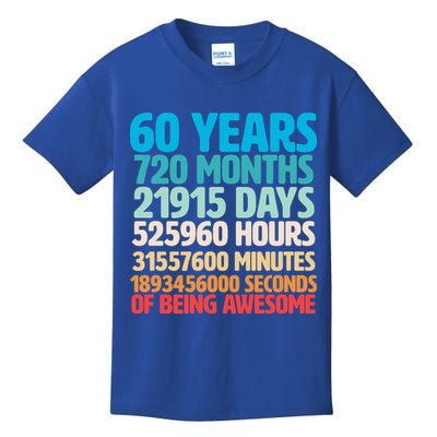 60 Years Of Being Awesome 60th Birthday Time Breakdown Kids T-Shirt