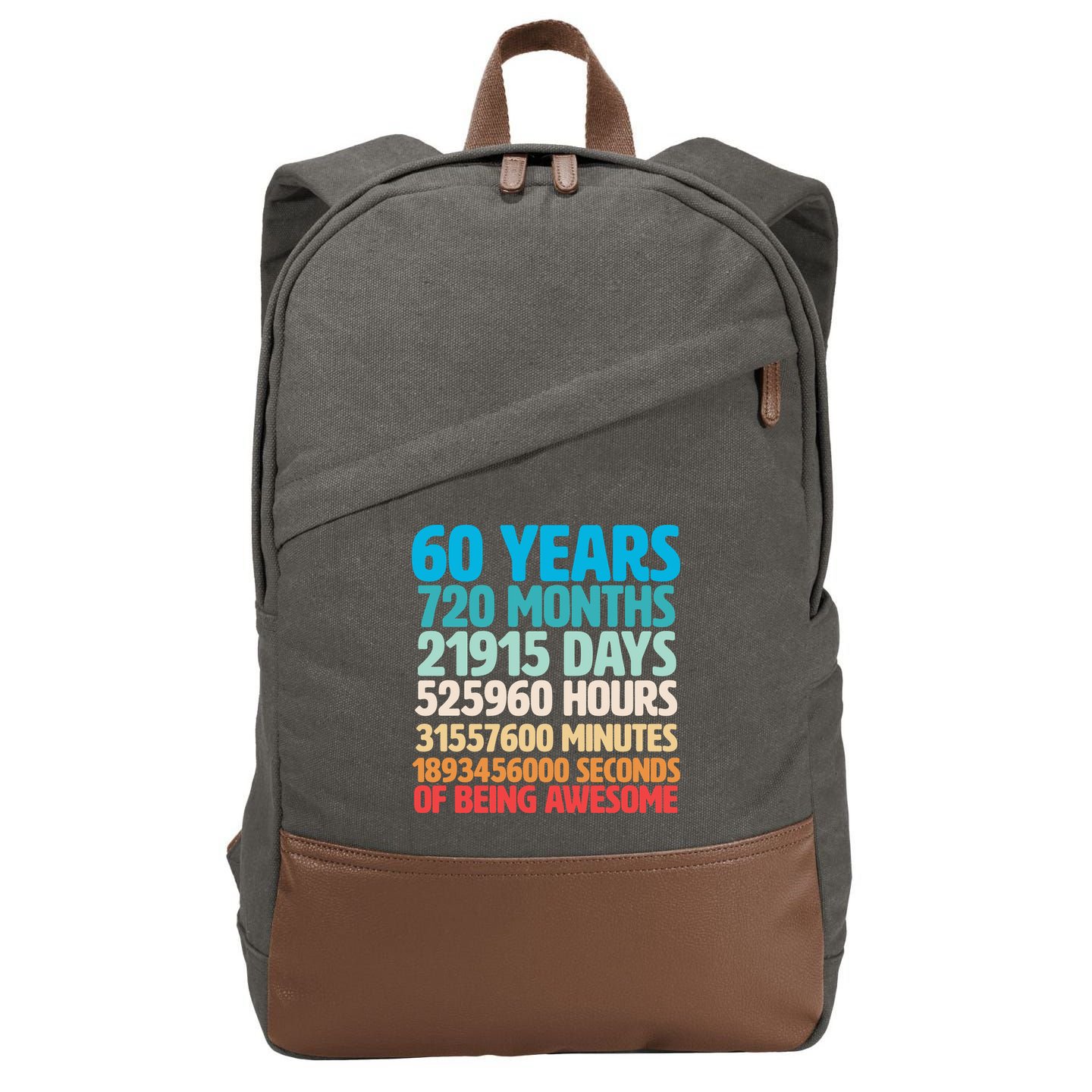 60 Years Of Being Awesome 60th Birthday Time Breakdown Cotton Canvas Backpack