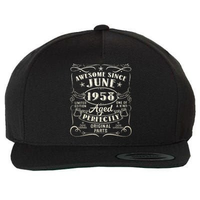 65 Year Old Awesome Since June 1958 65th Birthday Wool Snapback Cap