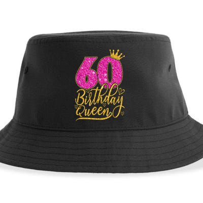 60 Year Old Gifts 60th Birthday Queen Diamond Crown Pink Sustainable Bucket Hat