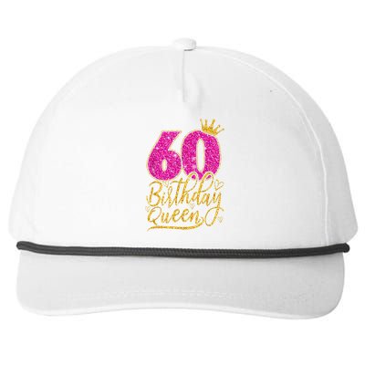 60 Year Old Gifts 60th Birthday Queen Diamond Crown Pink Snapback Five-Panel Rope Hat