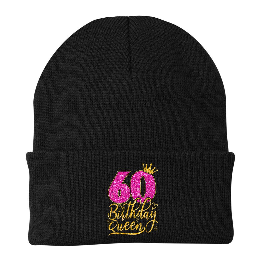 60 Year Old Gifts 60th Birthday Queen Diamond Crown Pink Beanie