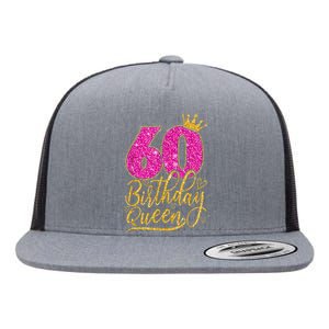 60 Year Old Gifts 60th Birthday Queen Diamond Crown Pink Flat Bill Trucker Hat