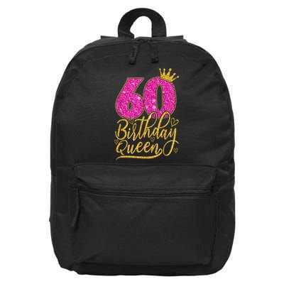 60 Year Old Gifts 60th Birthday Queen Diamond Crown Pink 16 in Basic Backpack
