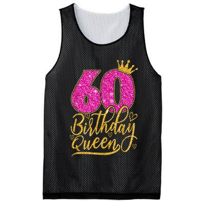 60 Year Old Gifts 60th Birthday Queen Diamond Crown Pink Mesh Reversible Basketball Jersey Tank