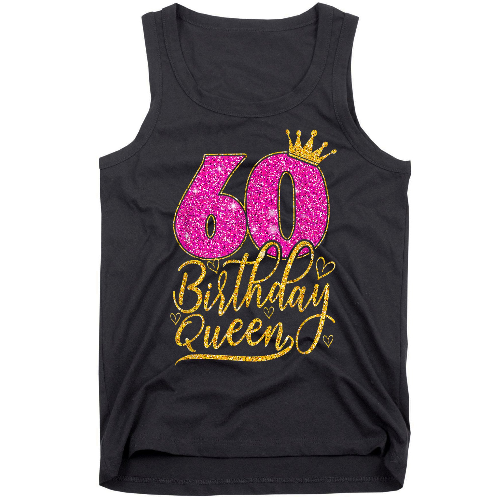 60 Year Old Gifts 60th Birthday Queen Diamond Crown Pink Tank Top