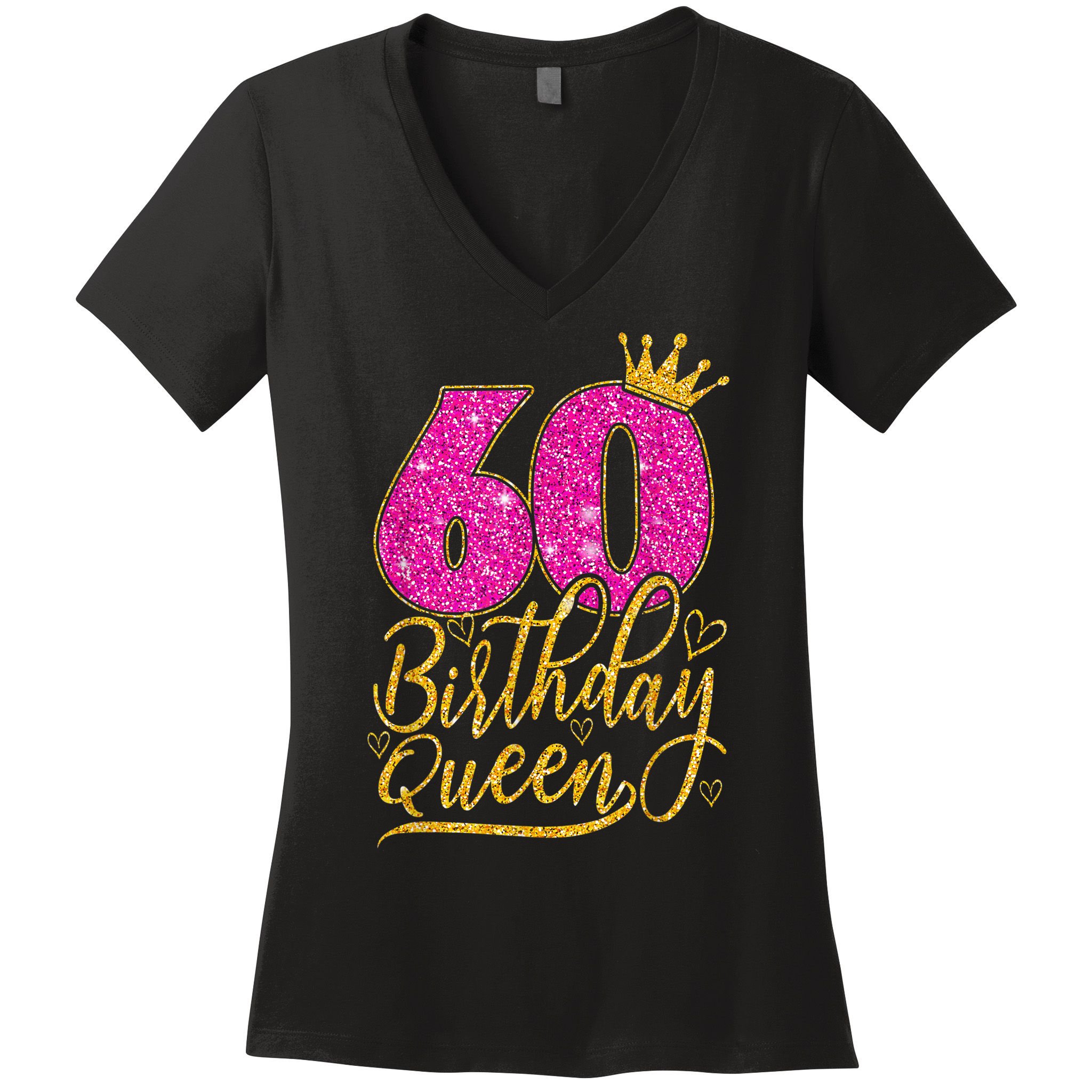 60 Year Old Gifts 60th Birthday Queen Diamond Crown Pink Women's V-Neck T-Shirt