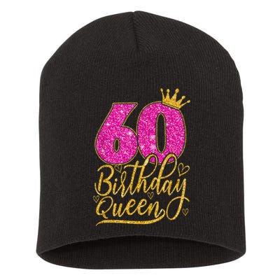 60 Year Old Gifts 60th Birthday Queen Diamond Crown Pink Short Acrylic Beanie