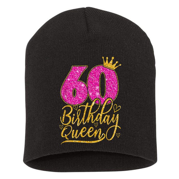 60 Year Old Gifts 60th Birthday Queen Diamond Crown Pink Short Acrylic Beanie