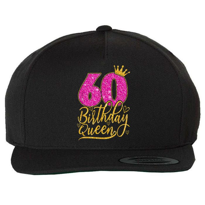 60 Year Old Gifts 60th Birthday Queen Diamond Crown Pink Wool Snapback Cap