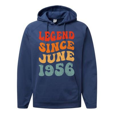 67 Years Old Legend Since June 1956 67th Birthday Performance Fleece Hoodie